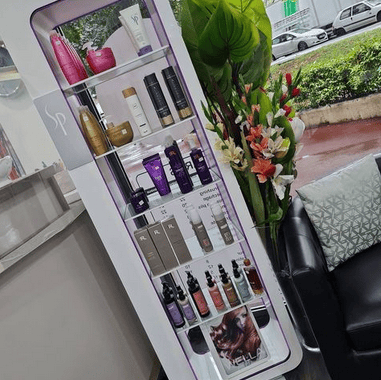 Produits présentés au salon Célestine Coiffure