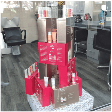 Produits présentés au salon Célestine Coiffure